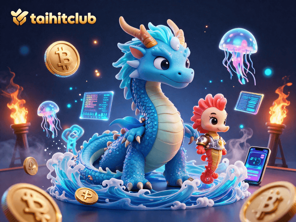 taihitclub's enchanting casino world depicted with a majestic dragon and seahorse knight.