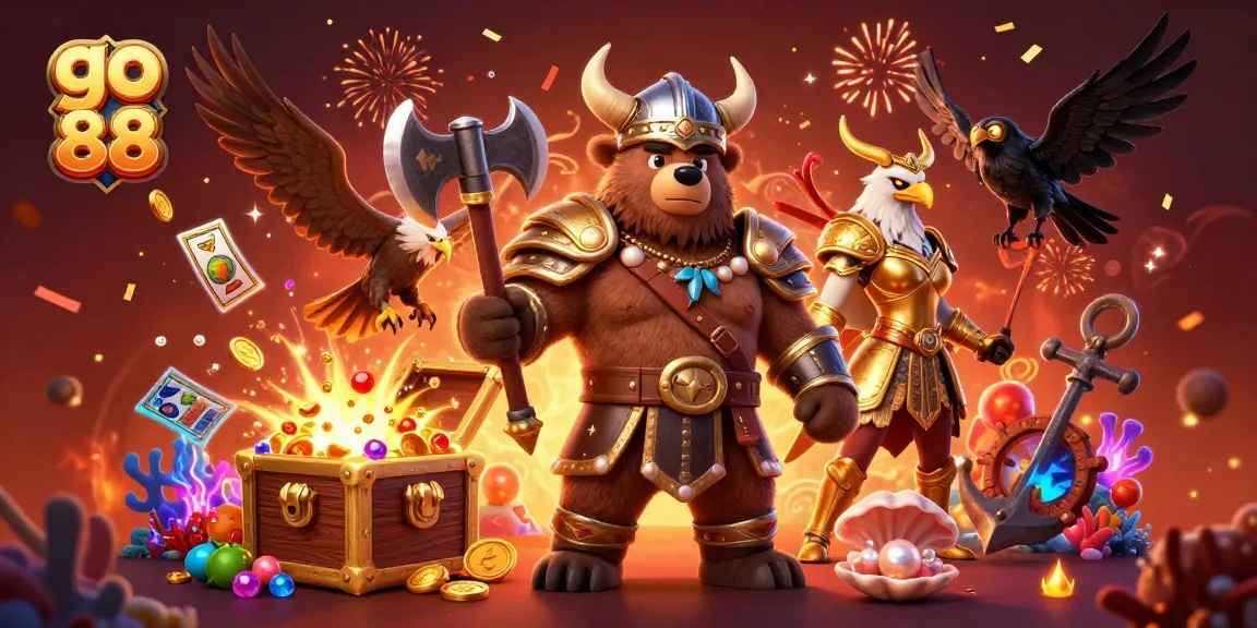 Engage with go 88 as a Viking bear and Valkyrie eagle explore thrilling casino treasures.