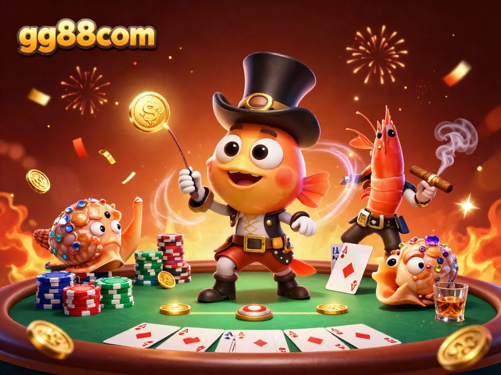 Experience the thrill of gaming with gg88com's vibrant 3D illustration of exciting casino elements.