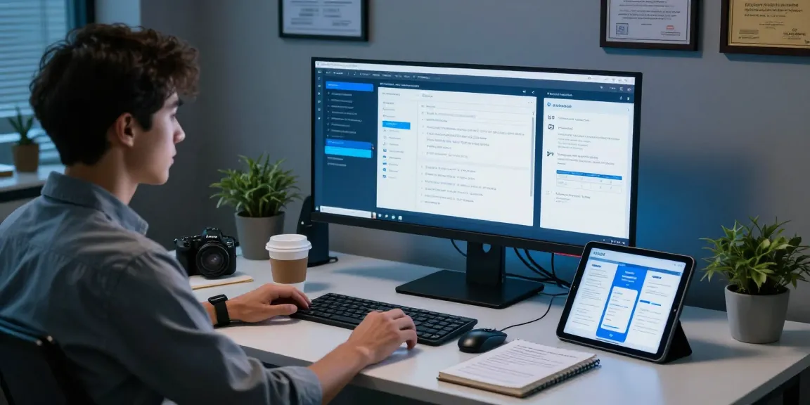 Data analyst using a document fraud detection tool in a modern workspace to enhance security.