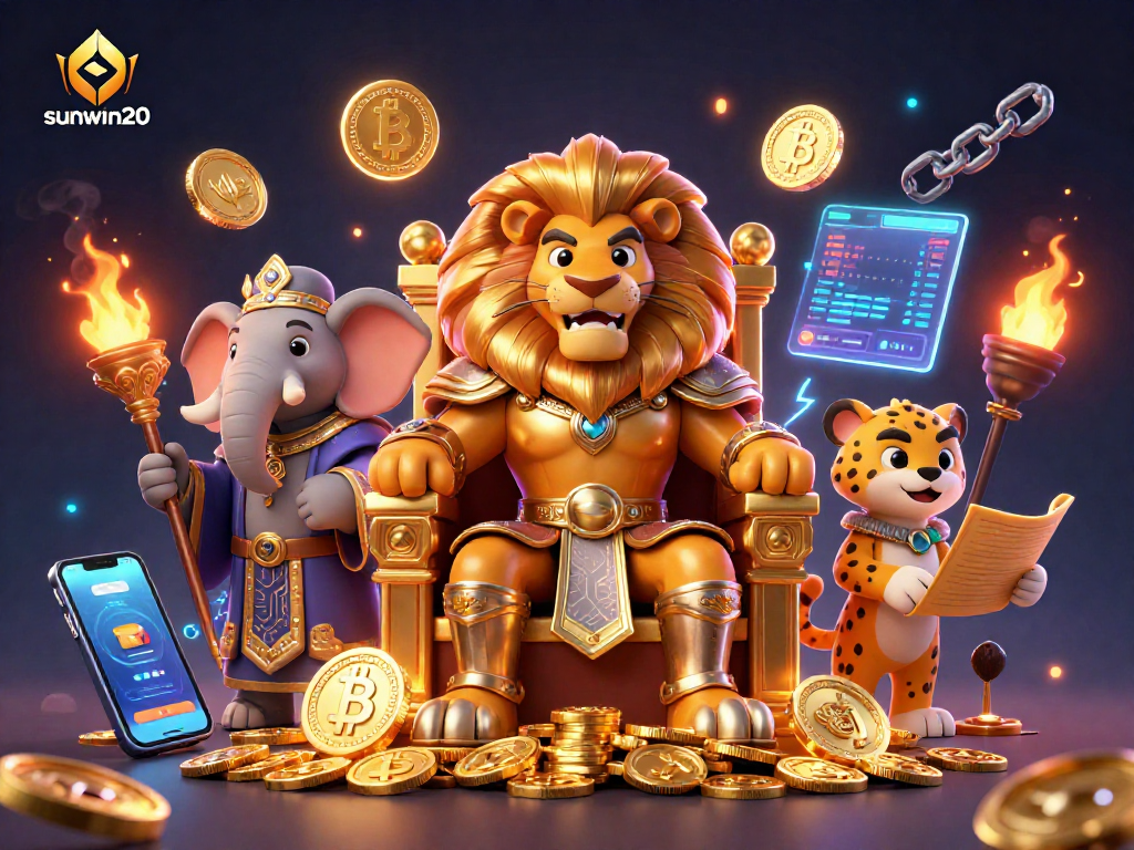 Engage in exciting gaming adventures with sunwin20 at a vibrant casino scene featuring animated characters.