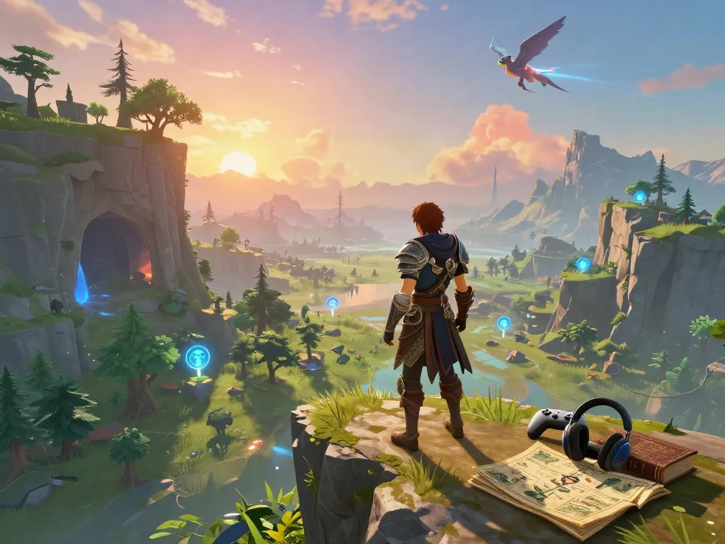 Player exploring rokok88 alternatif quests in vibrant fantasy landscape.