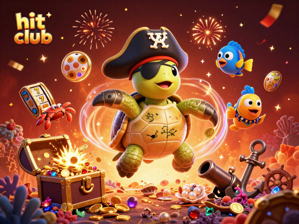 Join the hit club with exciting slots and treasures in this thrilling underwater casino scene.