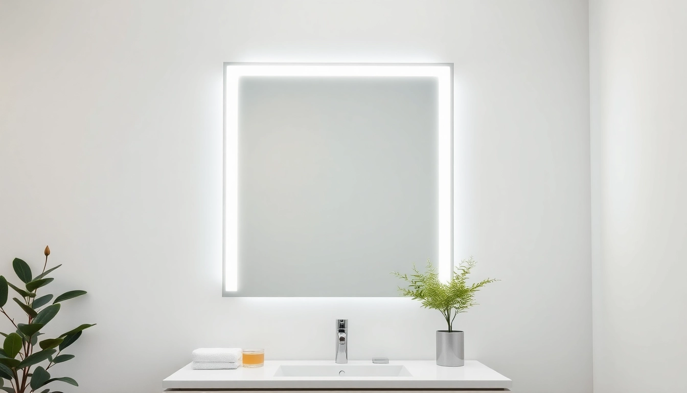 Illuminate your space with a stylish mirror and led lights in a modern bathroom.