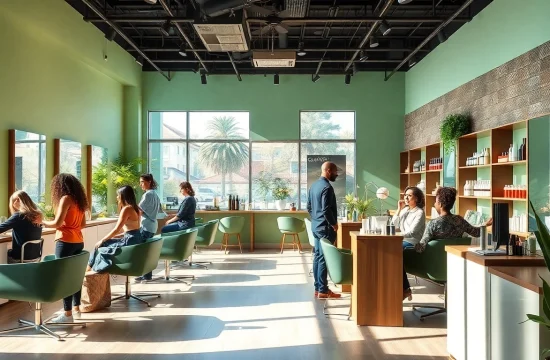 Perm san diego salon interior with diverse clients and stylists