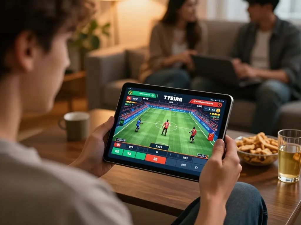 Engaging in live betting at a modern man club, showcasing mobile gameplay details.
