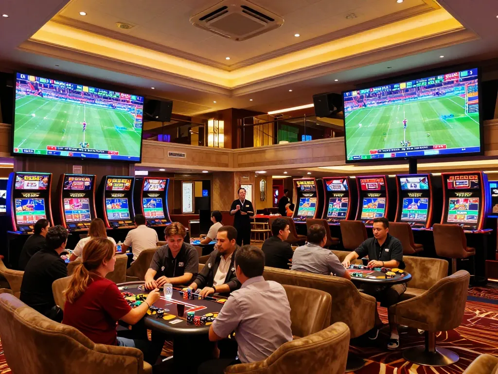 Experience the excitement of LV88 game betting in a luxurious sports lounge with live events.