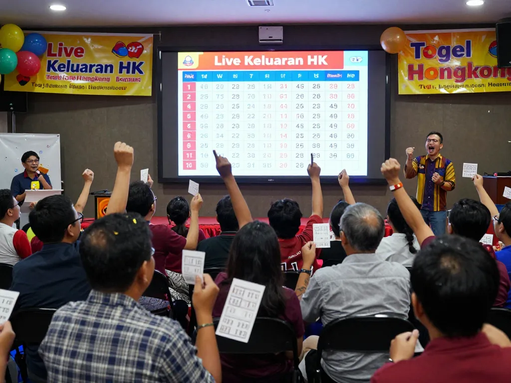 Kerumunan yang antusias merayakan hasil Pengeluaran HK terbaru di acara komunitas yang meriah