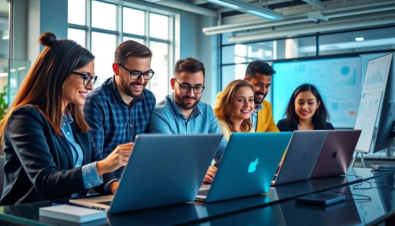 Expert team from msp companies near me collaborating in a modern office space.