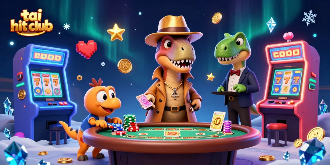 Experience thrilling gameplay at tai hit club with cartoon velociraptor card counter and vibrant casino elements.