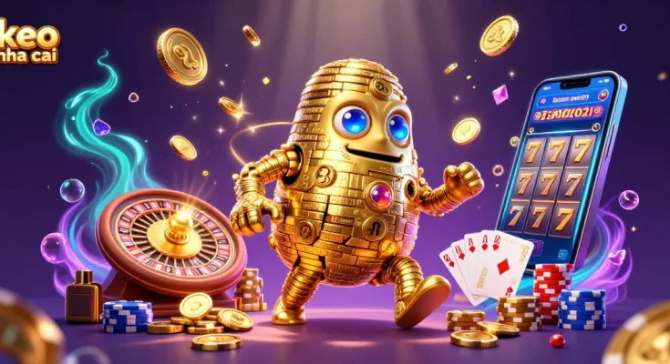 Experience thrilling moments with keo nha cai in an action-packed casino illustration showcasing vibrant gaming elements